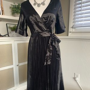Pretty Little Thing Black Satin Wrap Dress
